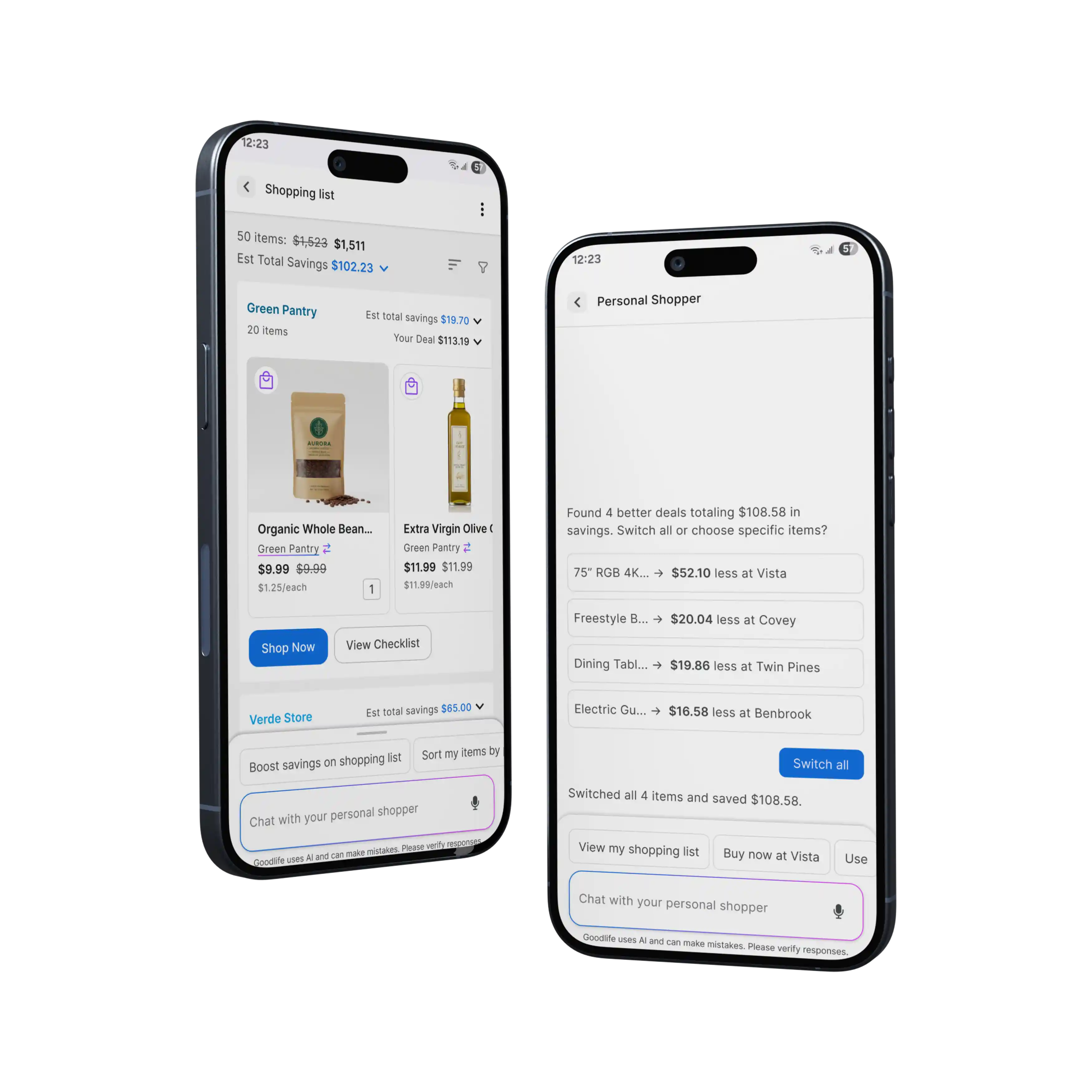 Goodlife shopping list and store checklist